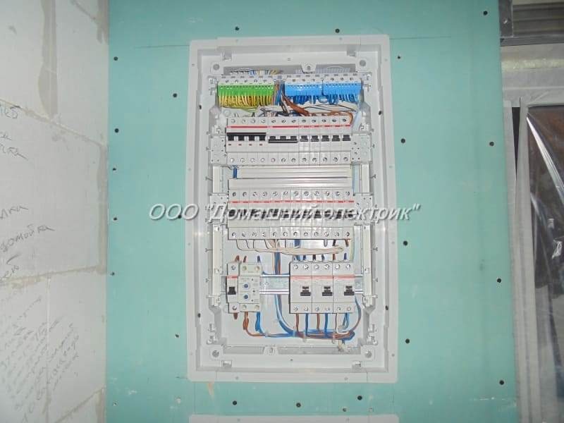 сборка, установка, подключение электрощита на 36 модулей встроенного в стену из гипсокартона